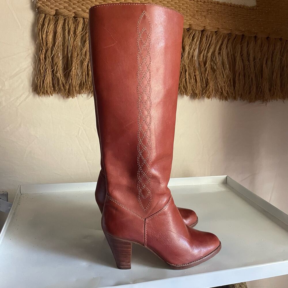 Nine West Candace Leather Tall Boots Brown Knee High Women’s 7
